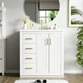 thumbnail image 2 of ENSHUI 30-Inch Freestanding Bathroom Vanity, Solid Wood Frame, Ceramic Sink Combo, 3 Drawers, White, 2 of 12