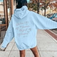 thumbnail image 5 of PMVFHDE Women's Bow Print Drawstring Pocket Pullover Hoodie, Casual Cute Long Sleeve Fall Sweatshirt Top Light Blue，XXL, 5 of 7