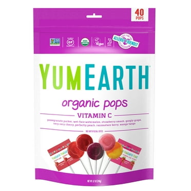 YumEarth Organic Lollipops, Vitamin C, Assorted Flavors, 8.5 oz, 40 Ct