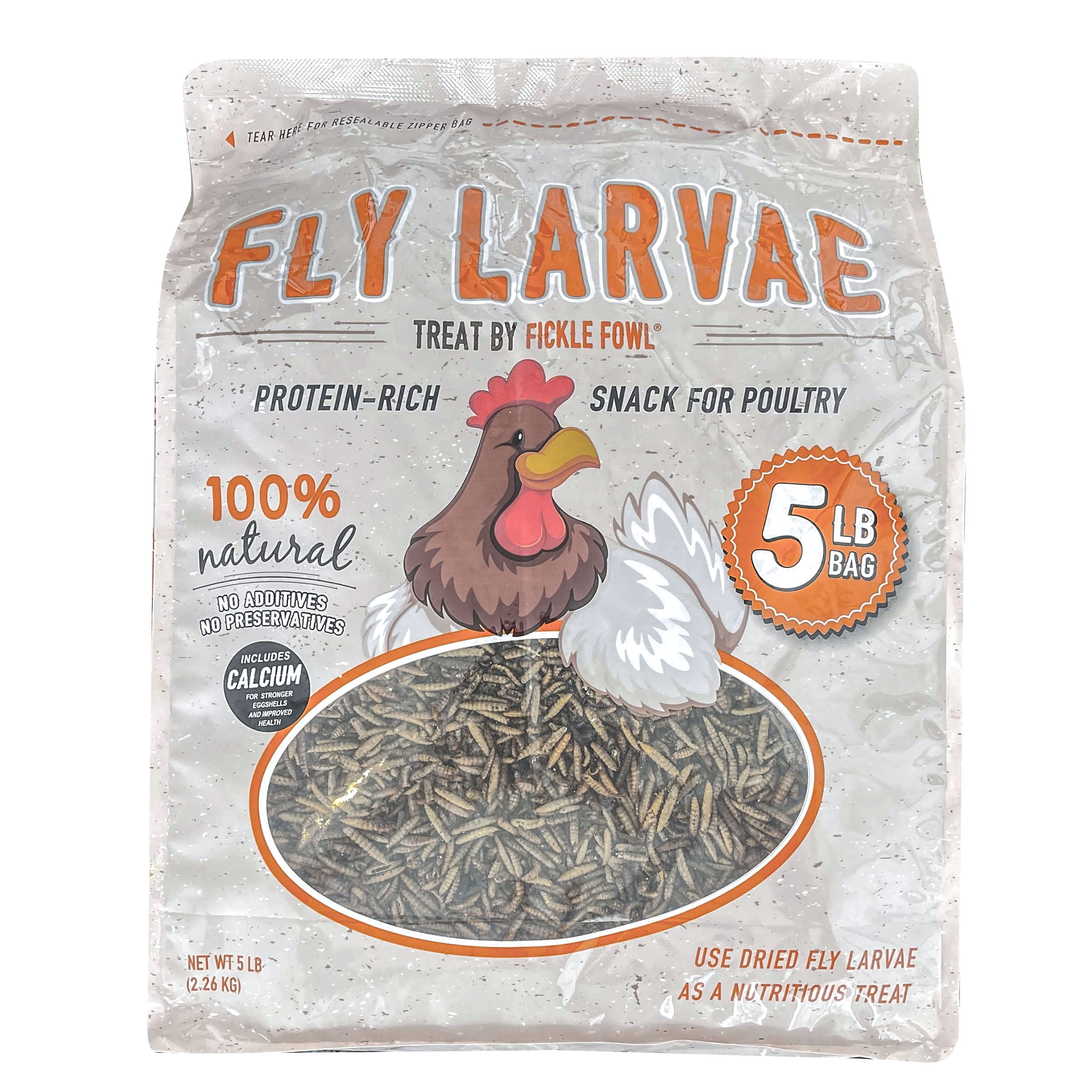 (4 pack) Fickle Fowl Black Soldier Fly Larvae 5 lbs Bag for Chickens, Wild Birds, Reptiles, and Small Pets