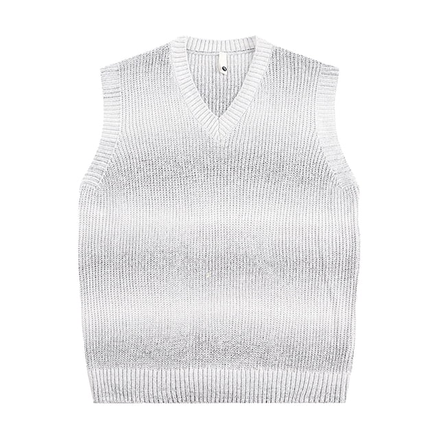 Gilet Sans Manches à Col en V Dégradé pour Hommes Chandail Décontracté Chaud Mode Hiver Confortable Léger