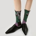 thumbnail image 2 of Retro three-dimensional relief socks thin women's mid length tube socks, 2 of 8