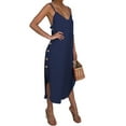 thumbnail image 2 of Celmia Robe Cami en Denim à Boutons et Bretelles pour Femmes Été Midi Plage Robe d'Été, 2 of 7