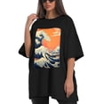 thumbnail image 4 of Plus Size Shirt for Women Black Tops for Women Short Sleeves Shirt for Women Wave 3 T Shirt Crewneck Shirt for Women XL, 4 of 5