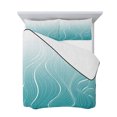 thumbnail image 7 of Aqua Blue Geometric Twin Size Down Alternative Comforter, Lightweight Comforter Quilt Bedding Set with Pillow Shams Modern White Stripe Distortion Art All Seasons Bed Comforter Duvet Insert 68"x86", 7 of 7