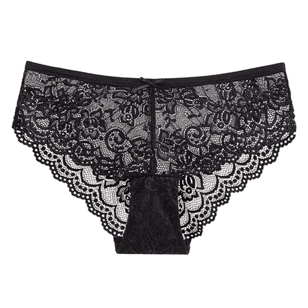 Fulorrnie Women s Lace Thong Underwear Bow Accent Sexy Breathable Cotton Lined Panties  Black  M