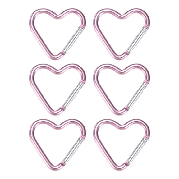 Uxcell Heart Shaped Snap Clip [6 Pack] - Keychain Clip Spring Snap Hook [Pink/Aluminum Alloy]