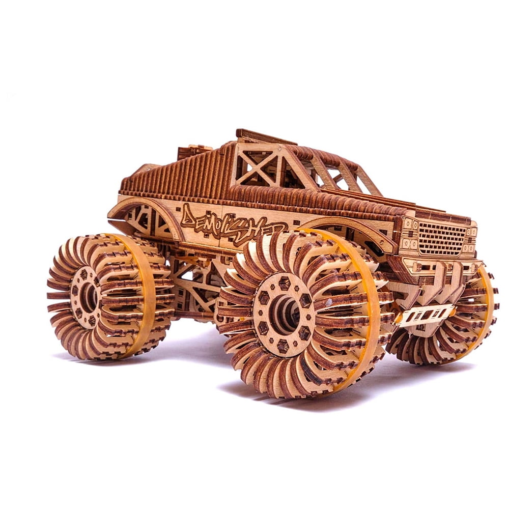 Wood Trick 3D Monster Truck Wooden Toy Car Model Mechanical Building Kit