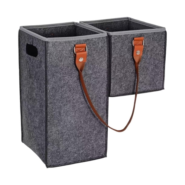 Cesta para ordenar escaleras, en forma de L, de fieltro, plegable, lavable Gris