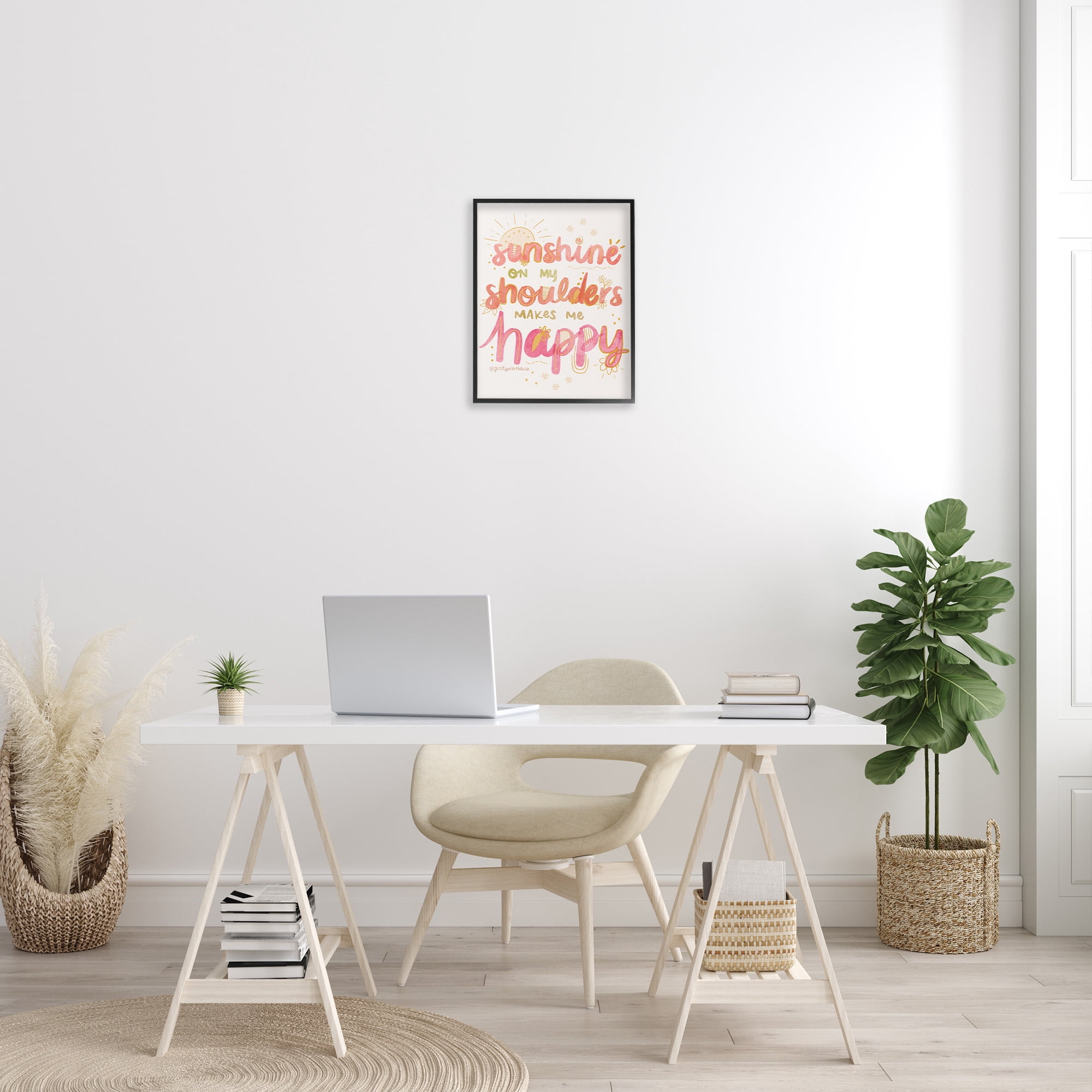 Stupell Industries Sunshine On My Shoulders Landscape Painting Black Framed Art Print Wall Art, 16 x 20