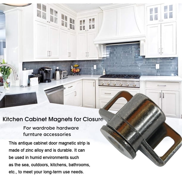 4-Pack Vintage Antique Brass Magnetic Door Latch Catch – Zinc Alloy Cabinet Hardware For Kitchen, Cupboard, Wardrobe