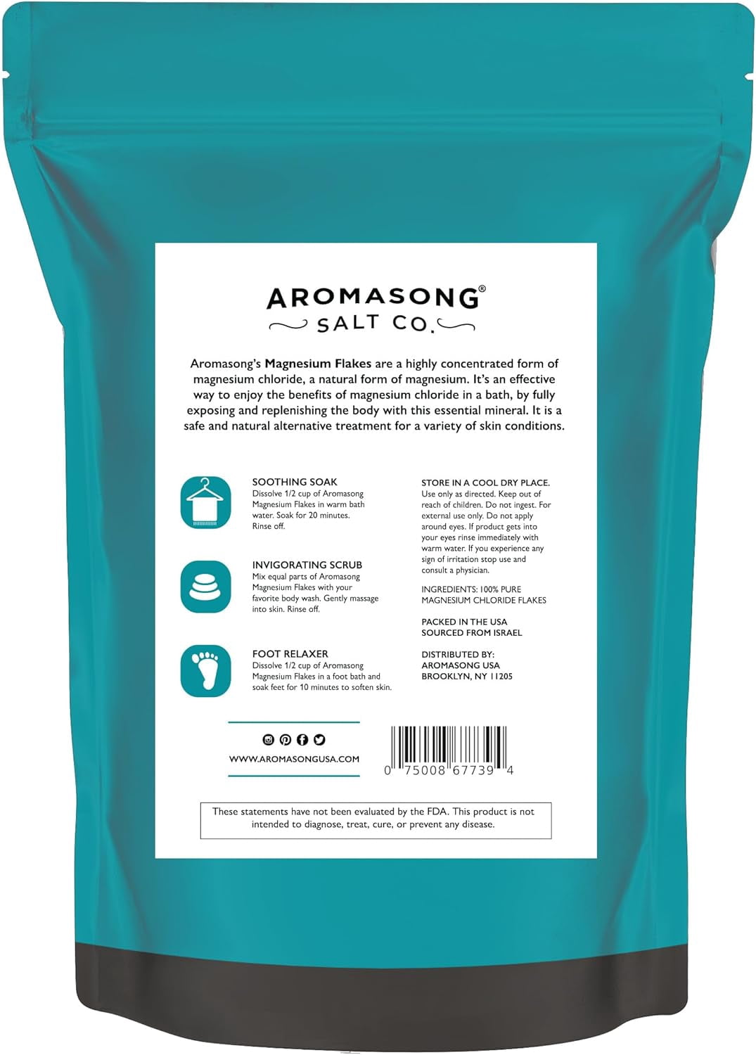 Aromasong Magnesium Flakes from the Dead Sea, 4lb  Resealable Pack (Packaging May Vary)