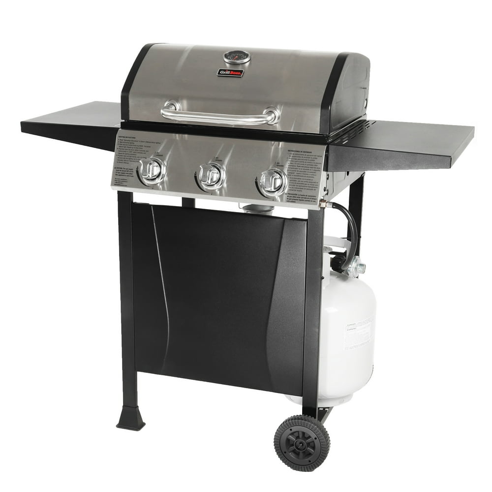 Grill Boss GBC1932M 3 Burner Gas Grill w/ Top Cover and Shelves