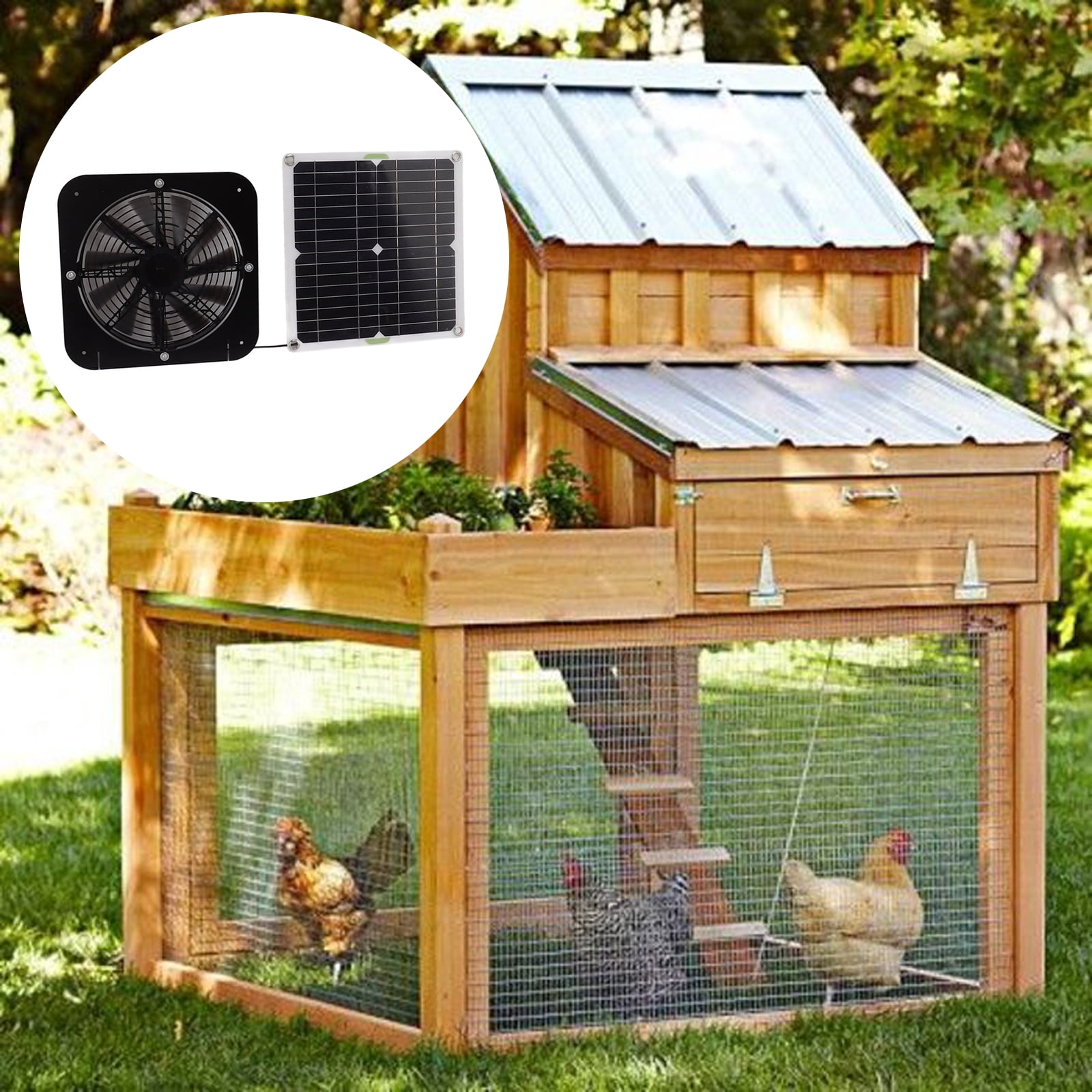 RYUJNDK Monocrystalline Solar Panel Waterproof Exhaust Fan Cooling Ventilation for Pet Houses Greenhouses and Sheds