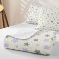 thumbnail image 4 of Manfei Minimalist Stars Twin Quilt Set,Sprinkle Print Twin Coverlet Set,Gray Purple,Light Gray Reversible,2pcs,1 Bedspread and 1 Pillowcase, 4 of 7