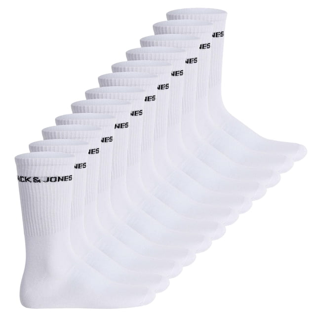 JACK&JONES Calcetines de Tenis para Hombre, Paquete de 12 - JACLOGO, Talla única Blanco 40-46