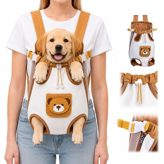 Front Pet Carrier Backpack, Dog Cat Chest Carry Travel Bag,S | Legs Out Design, Adjustable Straps, Soft Wearable Fit, Easy Carry Travel Bag For Walking, Hiking, Camping And Daily Outings