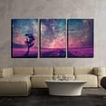 thumbnail image 2 of FCCUYE - 3 Piece Canvas Wall Art - Landscape with Purple Milky Way. Night Sky with Stars and Hills at Summer. - Modern Home Art Stretched and Framed Ready to Hang - 16"x24"x3 Panels, 2 of 5