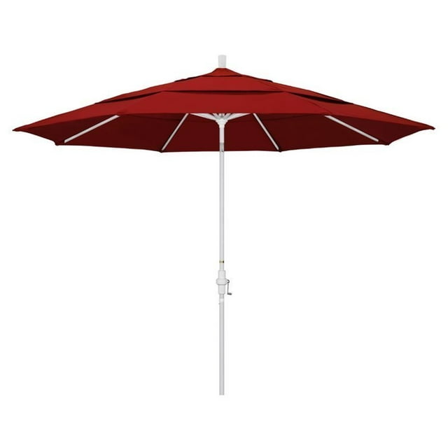11 Pieds Aluminium Marché Umbrella Collier Inclinaison DV Mat Blanc/sunbrella/jock.rouge