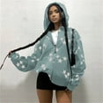 thumbnail image 6 of Zip Up Star Print Hoodies for Women Cropped Sweatshirts Fall Fashion Outfits Y2k Fleece Couples Clothes  Blue S, 6 of 7