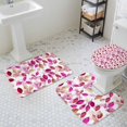 thumbnail image 3 of Gradient Red Leaf Bathroom Rugs Set Vintage Spring Watercolor Red Pink Leaves Plant Non Slip Absorbent Soft Bath Mats 3 Piece Set with Bathroom Rug, U-Shaped Floor Mat, Toilet Seat Cover Small Size, 3 of 9
