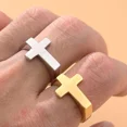 thumbnail image 2 of Korean Simple Couple Rings 14K Yellow Gold Punk Christian Cross Ring Men Women Fashion Jewelry Best Gifts For Lovers, 2 of 10