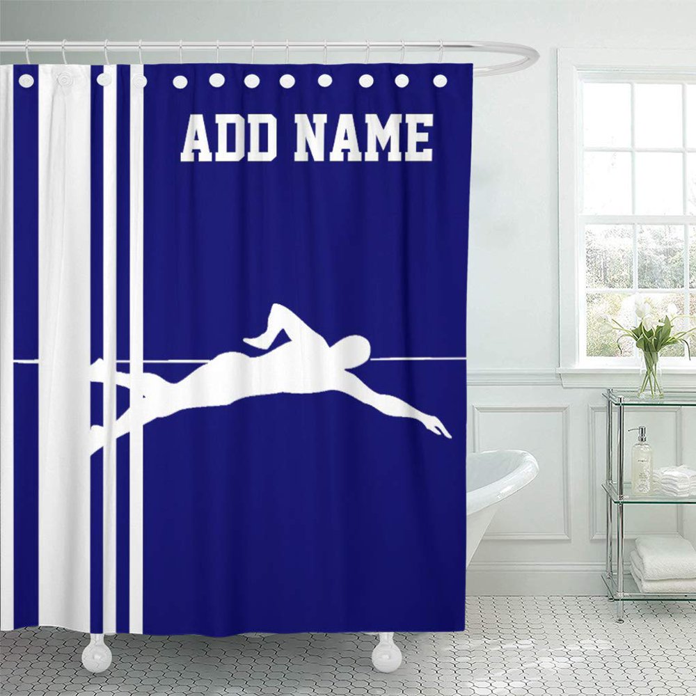 CYNLON Custom Swimming Add Your Name Personalize Sports Team Swim Bathroom Decor Bath Shower