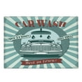 thumbnail image 1 of Retro Cutting Board, Vintage Graphic Design for a Car Wash Sign Commercial Aged Classic Vintage Arsty, Decorative Tempered Glass Cutting and Serving Board, Large Size, Red Teal, by Ambesonne, 1 of 1