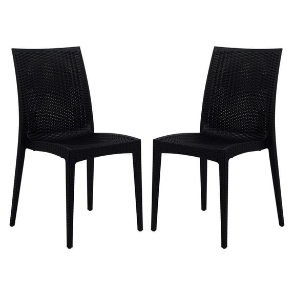 Weave Mace Indoor Outdoor Dining Chair (Armless), Set Of 2 - Black