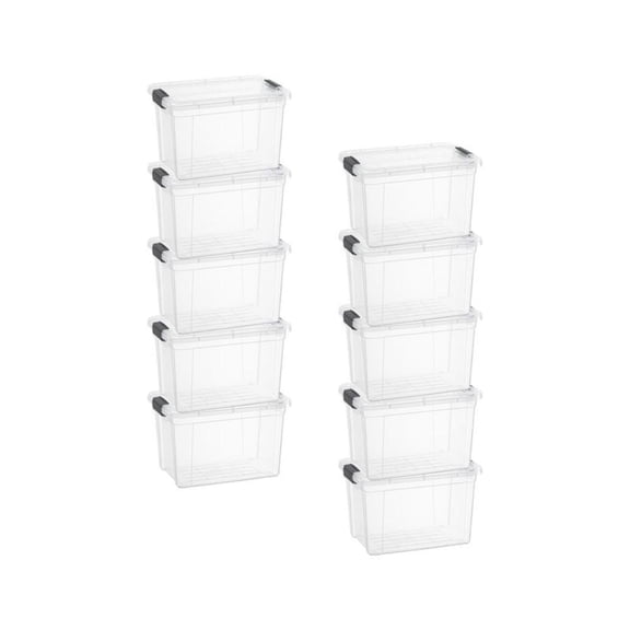 Superio Storage Bins with Lids- 10 Pack, 2.5 Qt Clear Boxes for Organizing, Stackable Plastic Containers- BPA Free, Non-Toxic, Odor Free, Organizer for Home, Office, Dorm