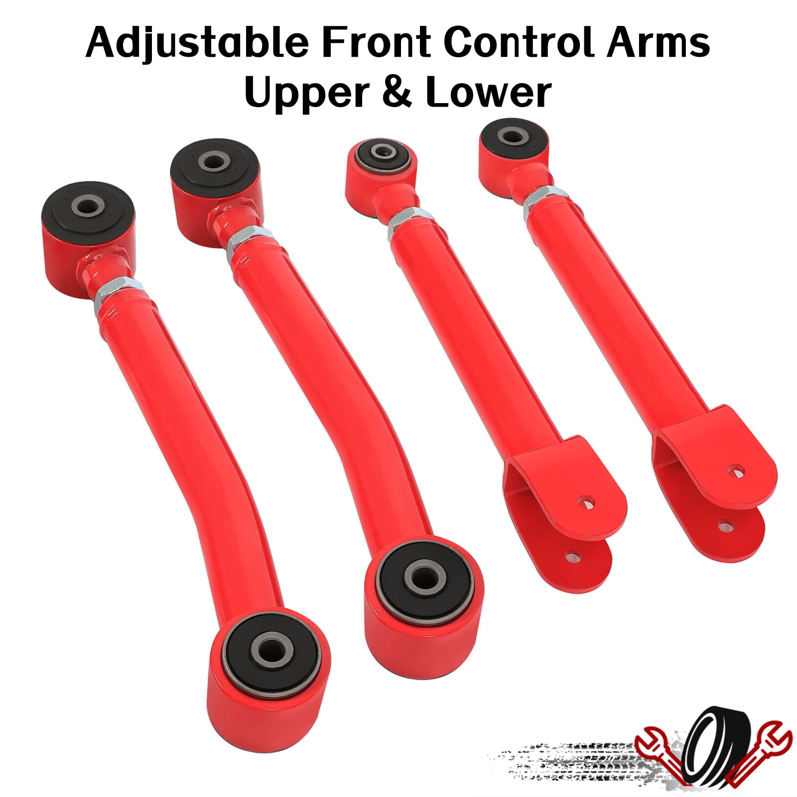 KOJEM 0-8" Lift Front Upper Control Arm Kit Fit for 1985-2006 Jeep Cherokee XJ Comanche MJ Grand Cherokee ZJ Wrangler LJ TJ Suspension Arm Kit Tubular Steel Powder Coated Red