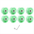 thumbnail image 2 of 8 Ruedas para Patines con Luces Brillantes y Rodamientos Instalados, 58 X 32 mm, 82 A, Color Verde, 2 of 5