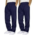 thumbnail image 2 of Mens Sweatpants,Male Hip Hop Pants Casual Solid Color Track Cuff Lace Up Workout Pants with Pocket 2 Pcs,Cargo Pants for Men,Size:S, 2 of 3