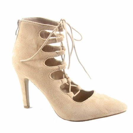 - Women's Pointed Toe Lace Up Stiletto High Heel Bootie Shoes