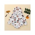 thumbnail image 2 of Seyurigaoka Newborn Baby Girls Halloween Hooded Jumpsuits Flower Heart Ghost Bat Printed Romper Long Sleeves Jumpsuits Fall Winter Outfit for Toddler Infant, 2 of 9
