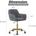 thumbnail image 2 of PetFurnishn Corduroy Fabric Vanity Makeup Desk Chair, Fluffy Swivel Modern Armchair with Wheels, Upholstered Fuzzy Height Adjustable for Girls Home Office, Gray, 2 of 8
