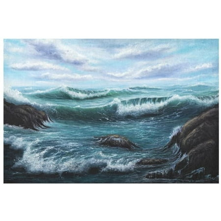

ECZJNT Sea Water Placemat Plate Holder Set of 6 Tropical Ocean Wave Table Mats Protector 12x18 inch