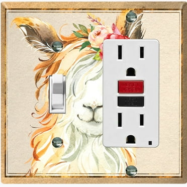 Metal Light Switch Plate Outlet Cover Baby Llama Flower Crown Portrait LLA004
