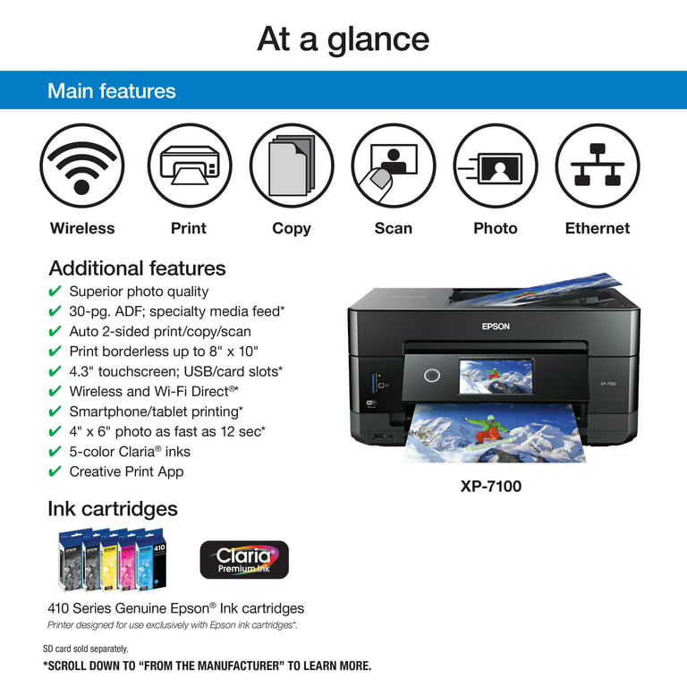 at lege Fatal Frank Worthley Epson Expression Premium XP-7100 Wireless All-in-One Color Inkjet Printer -  Walmart.com