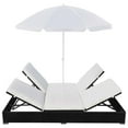 thumbnail image 4 of vidaXL Patio Lounge Bed Outdoor Sun Lounger Chair with Umbrella Poly Rattan, 4 of 7