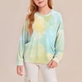 thumbnail image 2 of Ruyang Girls Rainbow Shirts Kids Tie Dye Long Sleeve Basic Layer T-Shirts Winter Crewneck Pullover Sweatshirts Pockets, 2 of 4