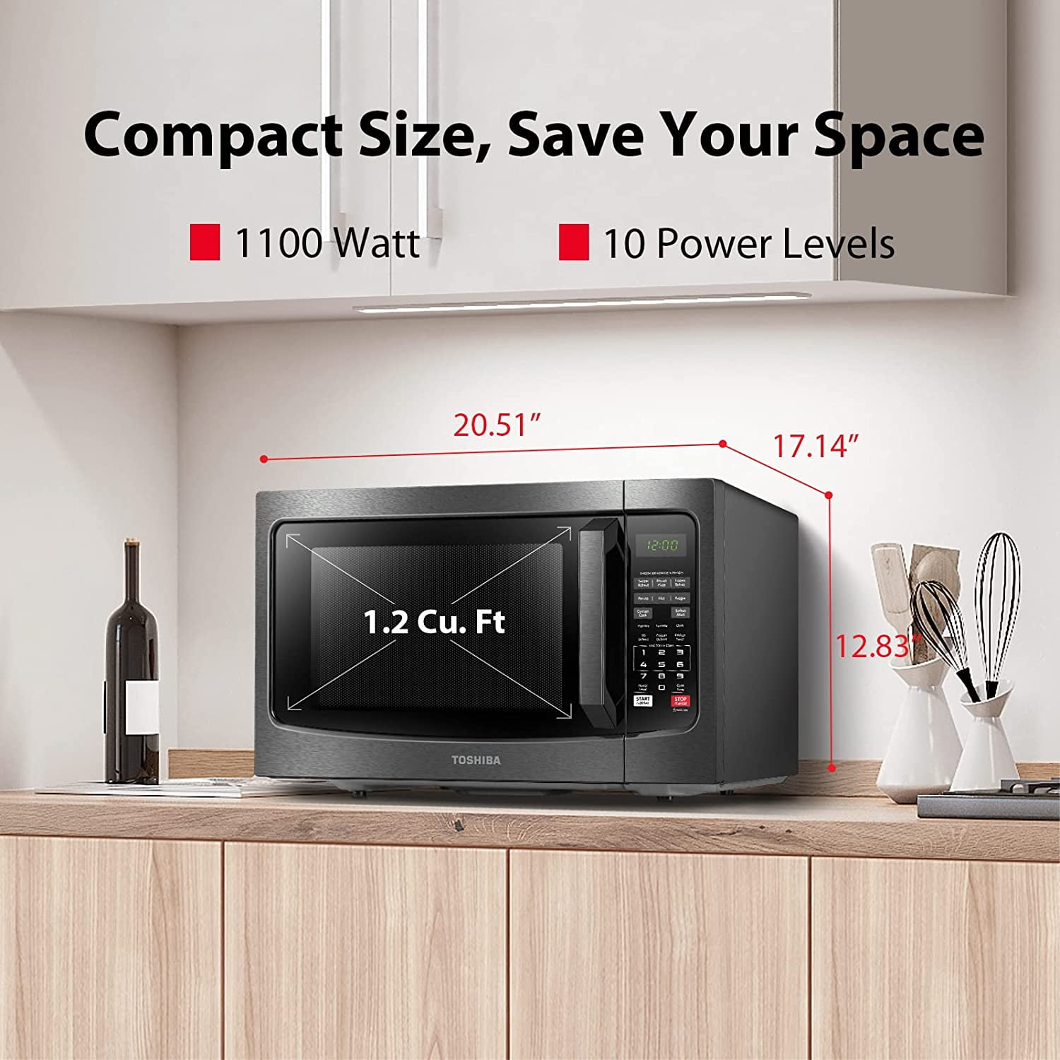 Toshiba ML-EM45PIT(SS) Microwave Oven with Inverter Technology, LCD Display and Smart Sensor, 1.6 cu.ft, Stainless Steel