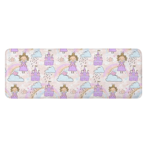 Princess Rainbow Castle Pattern Kitchen Rug Mat,Kitchen Runner Rugs Non Skid Washable,Decorative Kitchen Floor Mats for Kitchen,Sink,Laundry,17"x47.2"