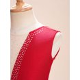 thumbnail image 5 of XUNZOO Kids Girls Sleeveless Tassel Rhythmic Gymnastics Leotard Figure Skating Jumpsuit Shiny Ballroom Dancewear Burgundy 16, 5 of 7