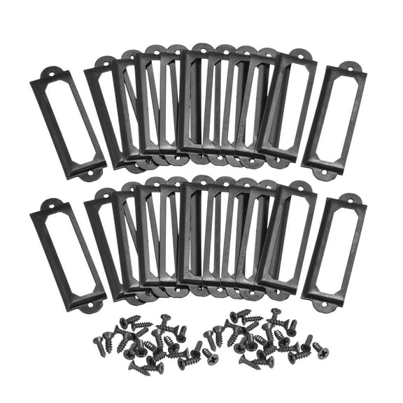 60x17mm Drawer Tag Label Metal Label Holder File Tag Frames Black 30 Pack