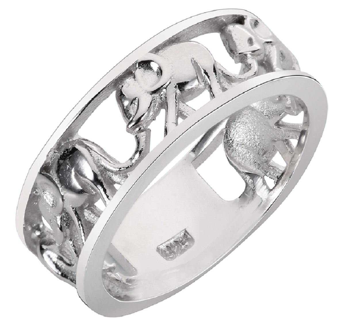 CloseoutWarehouse Sterling Silver Half Way Eternity Elephant Ring 