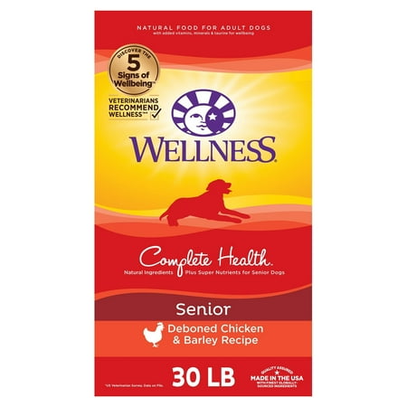 UPC: 0076344089100 | Wellness Complete Health Natural Dry Senior Dog Food Chicken & Barley 30-Pound Bag