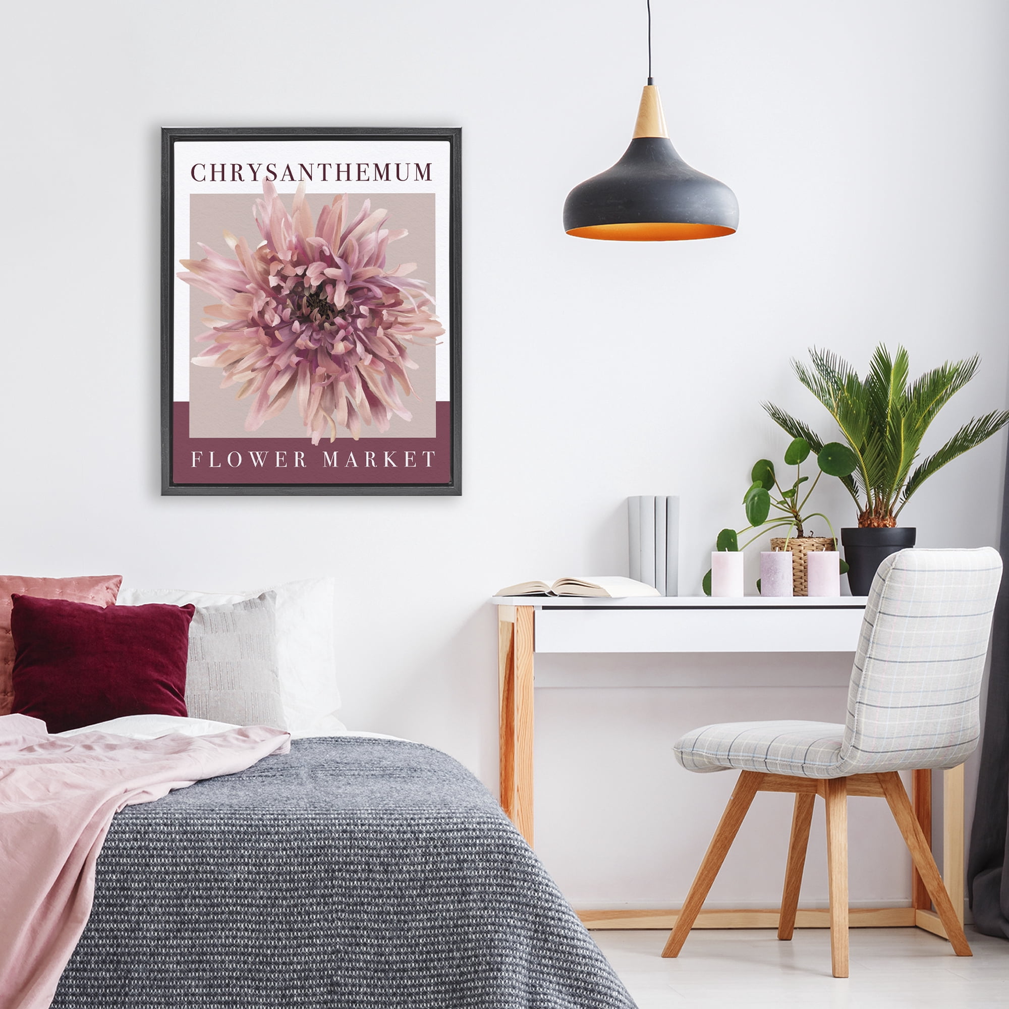 Stupell Industries Chrysanthemum Flower Market Black Framed Floater Canvas Wall Art, design by Jennifer Stith
