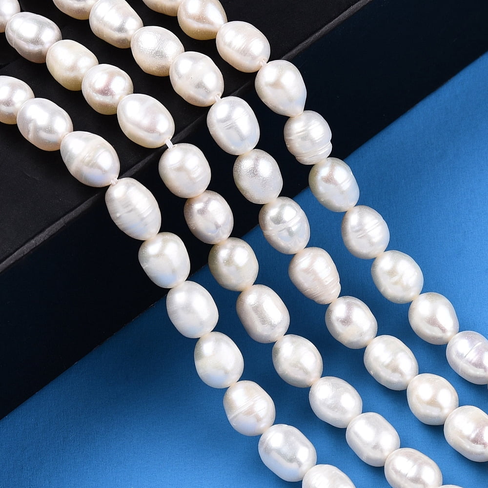 2strands Natural Cultured Freshwater Pearl Beads Strands Rice Seashell color 6~7.5x5~6mm Hole: 0.7mm about 43pcs/strand 13.19~13.39 inch(33.5~34cm)