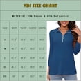 thumbnail image 3 of VDJ Women Fall Tops 3/4 Sleeve Fashion Half Zipper Collared Polo Shirts Lightweight Soft Navy Blue Tee Blouses for Ladies Size XL, 3 of 10
